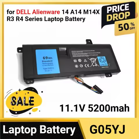 G05YJ 11.1V 5200mah for DELL Alienware 14 A14 M14X R3 R4 Series Laptop Battery P39G Alienware 14D-15