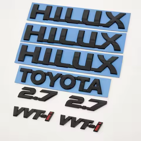 3D Glossy Black Hilux 2.7 VVT-i Letter Emblem Badge Sticker Set for Toyota Hilux 2004-2025 Rear Trun