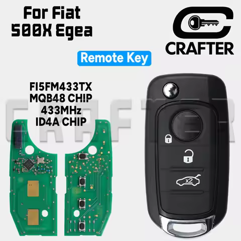 Key Crafters FI5FM433TX Origianl PCB ID4A 433MHz Flip Remote Car Key For Fiat 500X Egea Tipo 2016-20