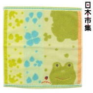 其他品牌 - 日本Uchino Royalcrest 小方巾 純棉 花花腳印 青蛙綠色 (229)【市集世界 - 日本市集】