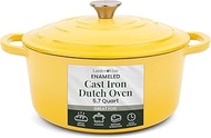 Larder & Vine Enameled Cast Iron Round Dutch Oven | 5.7 qt. (Limoncello)