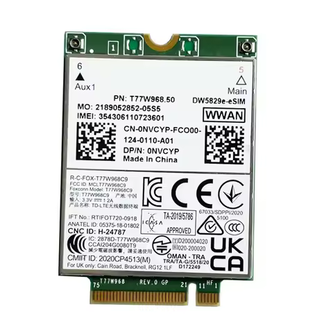 A92Z T77W968.50 Dw5829e-ESIM M.2 4G Modem Module Cat9 450Mbps TDD-LTE 4G Module For Dell 7320 7330 7