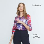 เสื้อผู้หญิง Guy Laroche Soft Cotton Print Shirt เสื้อเชิ้ต ผ้าคอตตอน พิมพ์ลาย แขน3ส่วน (GZ1ZRE)