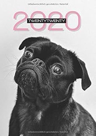 Terminplaner 2020: Taschenkalender 1 Woche 2 Seiten | Hund Mops (German Edition)