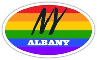 Albany NY New York Albany County Rainbow Pride Flag 6 Stripes Pride Flag Euro Decal Bumper Sticker 3