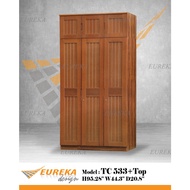 EUREKA 3.5ft Tall Wardrobe Wood Drawer Storage 3 Door 533 / Almari Baju Kayu (Delivery &amp; Installation Klang Valley ONLY)