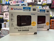 Verbatim 4 Port GAN PD3.0 200W 3 PD &amp; 1 QC3.0 USB 桌上充電器