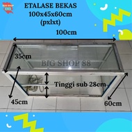 Etalase Rak Kaca Miring Bekas Second (Belum Direparasi)
