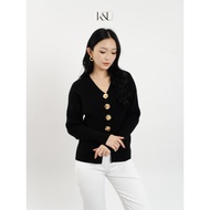 KUKAI | Fleur Cardigan - Women's Classy Knit Cardigan with 3D Gold Flower Buttons - Knit Cardigan Wa