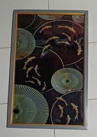 Hiasan Dinding Lukisan Cetak Ikan Koi Abstrak Modern Plus Bingkai
