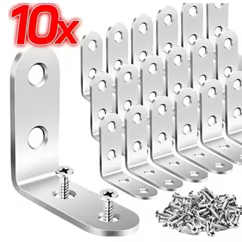 L Bracket Stainless Steel Corner Brace Sets 90 Degrees Right Angle Bracket With Screws For Wooden Sh