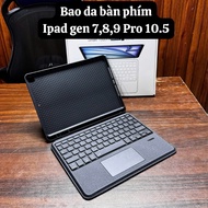 Leather keyboard case for ipad gen 7,8,9 air 3 and pro 10.5 with color-changing led keys and detacha