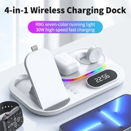 New 30W Wireless Charging Station Fast Charger Magnetic Phone Charger Dock & RGB Lights