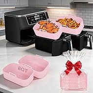 Silicone Air Fryer Liners for Ninja - Reusable 8 Qt Bowl for Foodi DZ201 Dual Basket Airfryer - Rect