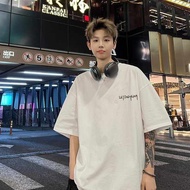 baju jalan baju tshirt lelaki T-shirt lengan pendek kapas berat Amerika jalan raya lelaki trend musi
