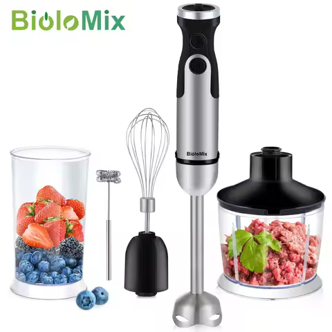 BioloMix 1200W 5-in-1 Immersion Hand Stick Blender Mixer Vegetable Meat Grinder 800ml Chopper Whisk 