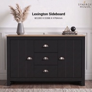 Synergy House Lexington 2 Door 3 Drawer Sideboard Display Cabinet (3.9ft, Black)