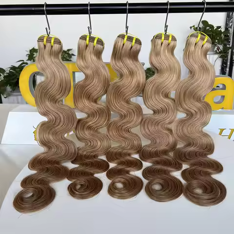 Honey Blonde 27 Colored Hair Body Wave Natural Remy Hair Bundles 16-28 Inches Sold By 1/3/4 Hair Ext