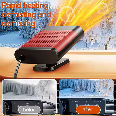12/24V Car Heater Fan 360° Rotation 2-Gear Adjustment Defrost Defog Air Purification Cigarette Light