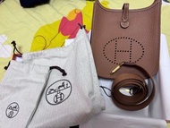 New Hermes mini evelyne 金棕色