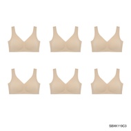 (แพ็ค 6 ชิ้น) Sabina เสื้อชั้นใน (ไม่มีโครง) รุ่น Seamless Fit รหัส SBXK119 สีเนื้อเข้ม