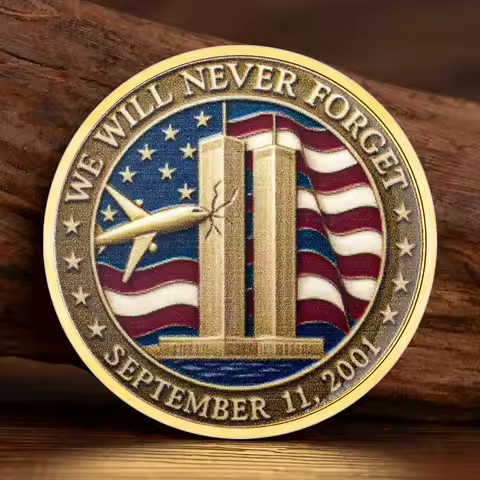 Honoring The Heros of 9.11 Ancient Gold Plated Commemorative Coin We Will Never Forget September 11，