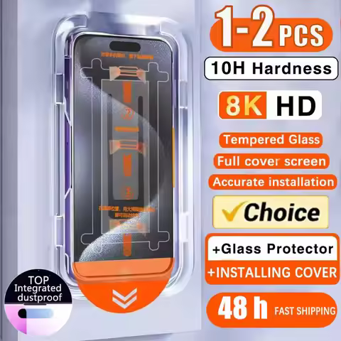 1-2pcs 8K HD Tempered Glass Screen Protector For IPhone 17 Pro Max 13 16 Pro 16e 15 14 12 11 8 7 SE 