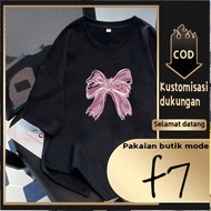 F7T-shirt Oversized Bow Tie Print Unisex T-shirt for Men and Women