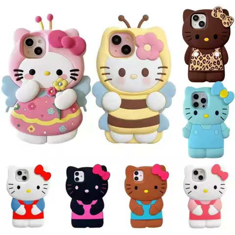 Sanrio Hello Kitty 3D Cartoon Bow Phone Case For iPhone 17 16 15 14 13 12 Pro Max 11 Anti Fall So Cu