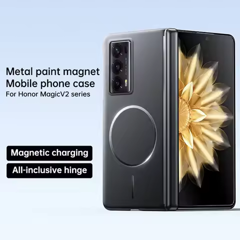 For Honor Magic V2 Case Luxury Metallic Paint Center Axis Magnetic Folding Back Cover For Honor Magi