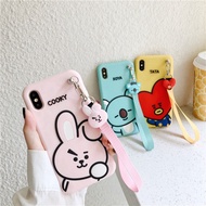 3D Cartoon Cute 360 BTS Full Cover Phone Case With Hand Strap For iPhone 6 6s 6Plus 7G/8G 7Plus/8Plus X/Xs XR Xs Max 11 11pro 11pro Max Women Lady Girl Cartoon Case