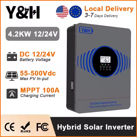 Y&H 2.3KW 4.2KW Hybrid Solar Inverter 12V 24V Battery AC230V Off Grid Inverter with MPPT 100A Solar 