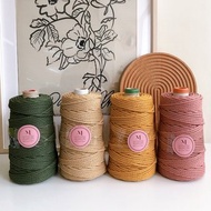 Macrame 染色三股棉繩5mm 墨綠 /麥香奶茶 / 薑黃 / 乾燥玫瑰