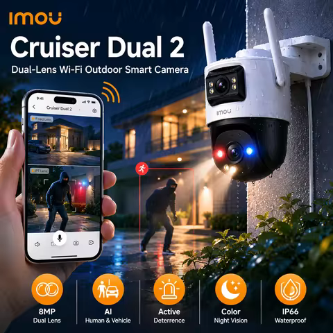 IMOU Cruiser Dual 2 8MP Red-Bule Warning Light Dual Lens Outdoor PTZ WiFi Camera Vehicle & Human Det
