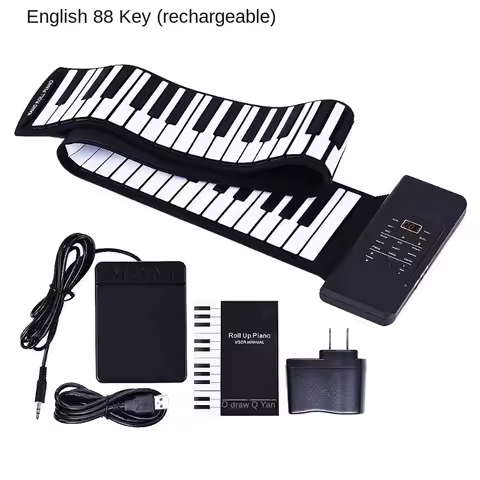 88 Keys Electronic Piano MIDI &USB Charge Portable ABS Soft Silicone Flexible Keyboard Digital Roll 