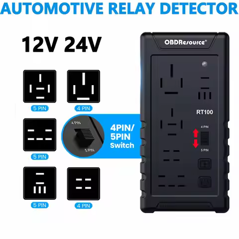 12V/24V Automotive Relay Tester 4PIN/5PIN Cordless Socket Battery Voltage Tester Diagnostic Tool LED