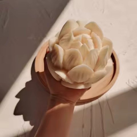 12CM Large Size Carved Lotus Flower Silicone Mould Lotus Bloom Flower Candle Mold For Home Decorativ