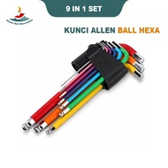 9Pcs Allen Key Set 1.5mm -10mm Colour Coded Hexagon Hex Ball Point Torx Star Wrench Sleeve Key Spann