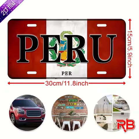 Aluminum Painting Peru National Flag Vintage License Plate Style Metal Tin Sign Wall Decor For Home 