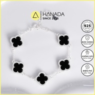 [925 SILVER - LIFETIME WARRANTY] 925 HANADA SILVER Bracelet Lucky Four Leaf Clover Agate Stone Weara