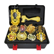 8x Burst Beyblade Gold Gyro Set W/ Grip LR Launcher + Portable Storage Box Case