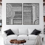 Black Clustered Polka Dot Wall Art Print Aboriginal Inspired Concept Art Watercolor Modern Living Ro
