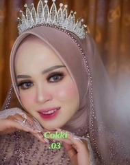 Veil Atasan pengantin Wanita payet mutiara tunangan Aksesoris Akad Murah hantaran Kerudung ibu Besan