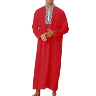 Lelaki V leher Long Sleeve Maxi Dress panjang penuh kasual Kaftan jubah Muslim gaun Abaya Dubai Arab turki pakaian islam