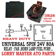 RELAY 5PIN 3B2S 12V/24V HEAVY DUTY SUITABLE FOR ALL LORRY TRUCK CAR 4X4 RELAY HEAD LAMP , FUEL PUMP 