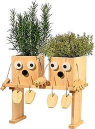 dobar® Green Label Table Bed Herbs Herb Sisters Laura & Lisa Plant Pots Solid Wood