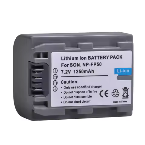 High Capacity 1250mAh NP-FP50 Battery for Sony Camcorder NP-FP30 FP70 FP90 with USB Charger for HC24