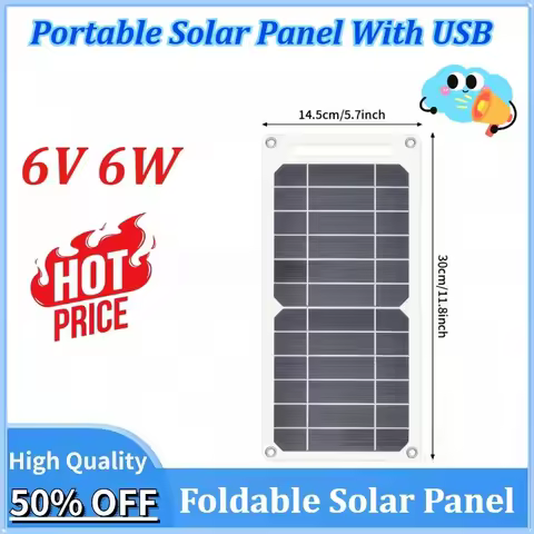 6V 6W Portable Solar Panel With USB Safe Charg Stabilizer Battery Charger Solar Charging Panel Power