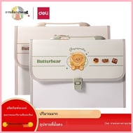 Deli HY601 Butter Bear 13 Grid Accordion Pack Students' Large Capacity Test Paper Storage Book Porta