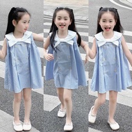 Girl's dress 8-20kg Blue dress with bow collar DT